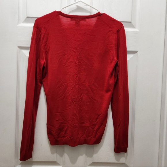 Ralph Lauren Purple Label Red V-Neck Wool Sweater - Picture 2 of 6